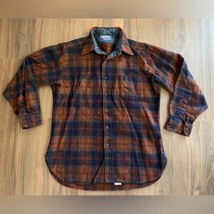 VTG Pendleton Plaid Button Flannel Shirt 100% Virgin Wool Size Large